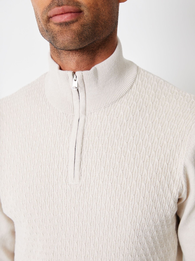 Threadbare Brown Mini Cable Knit Quarter Zip Jumper - Image 4 of 5