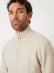 Threadbare Brown Cable Knit Detail Quarter Zip Jumper - Image 4 of 4
