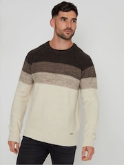 Threadbare Grey Ombré Stripe Crew Neck Jumper - Image 1 of 4
