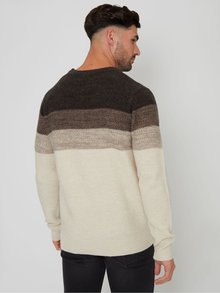Threadbare Grey Ombré Stripe Crew Neck Jumper - Image 2 of 4