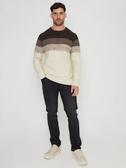 Threadbare Grey Ombré Stripe Crew Neck Jumper - Image 3 of 4