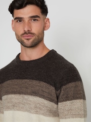 Threadbare Grey Ombré Stripe Crew Neck Jumper - Image 4 of 4