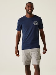 Regatta Blue Mens Cline IX 100% Cotton T-Shirt - Image 1 of 7