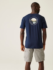 Regatta Blue Mens Cline IX 100% Cotton T-Shirt - Image 2 of 7