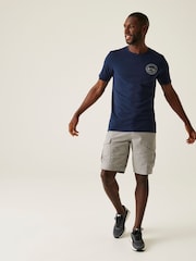 Regatta Blue Mens Cline IX 100% Cotton T-Shirt - Image 3 of 7