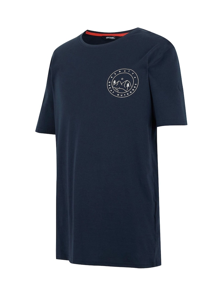 Regatta Blue Mens Cline IX 100% Cotton T-Shirt - Image 7 of 7