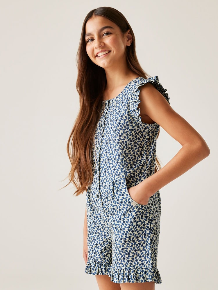 Regatta Light Blue Girls 100% Cotton Orla Kiely Playsuit - Image 2 of 8