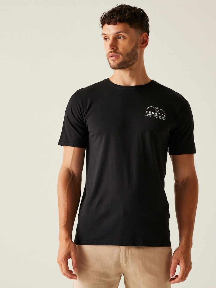 Regatta Black Mens Cline IX 100% Cotton T-Shirt - Image 1 of 7