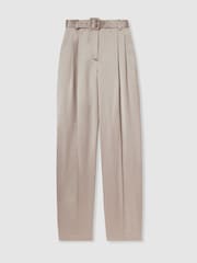 Reiss Champagne Mia Atelier Belted Satin Trousers - Image 2 of 5