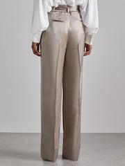 Reiss Champagne Mia Atelier Belted Satin Trousers - Image 4 of 5