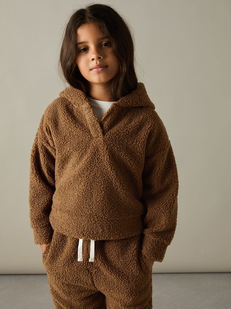Reiss Brown Orla 9-13 yrs Borg Hoodie And Joggers Set - Image 1 of 5