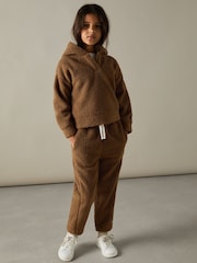 Reiss Brown Orla 9-13 yrs Borg Hoodie And Joggers Set - Image 3 of 5
