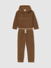 Reiss Brown Orla 4-9 yrs Borg Hoodie And Joggers Set - Image 2 of 5