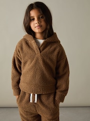 Reiss Brown Orla 4-9 yrs Borg Hoodie And Joggers Set - Image 3 of 5