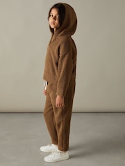 Reiss Brown Orla 4-9 yrs Borg Hoodie And Joggers Set - Image 4 of 5