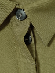 Reiss Khaki Mila Atelier Draped Shirt Dress with Wool - Image 8 of 8
