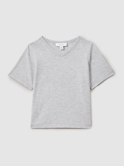 Camiseta en mezcla de algodón con cuello en pico Bailey de Reiss - Imagen 2 de 4