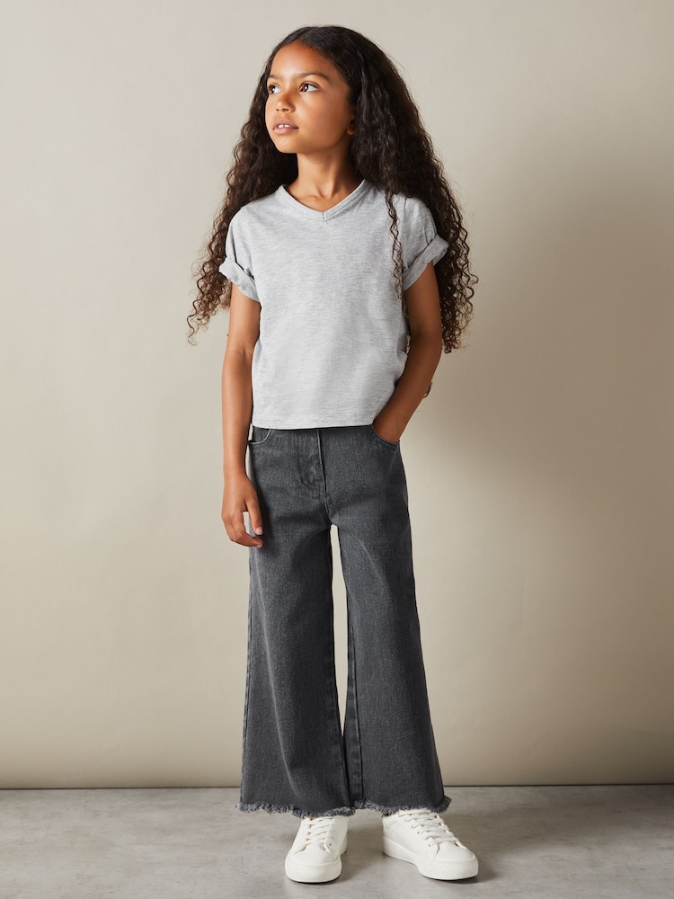 Reiss Grey Marl Bailey 4-9 yrs Cotton-Blend V-Neck T-Shirt - Image 1 of 4