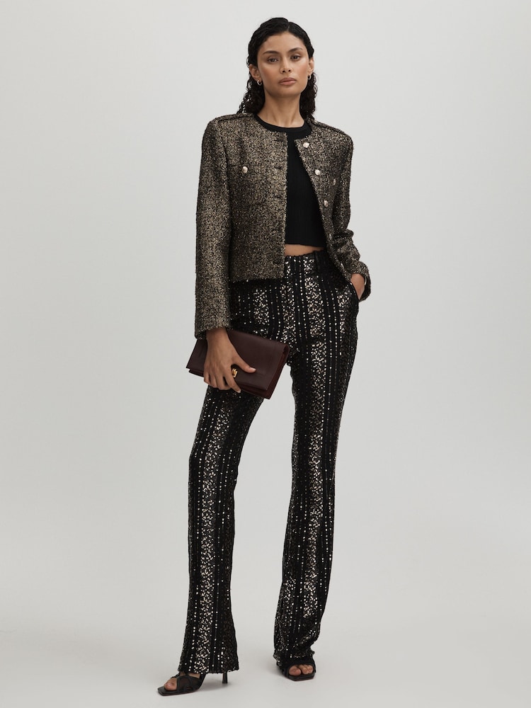 Halston Striped Sequin Trousers - Image 1 of 5