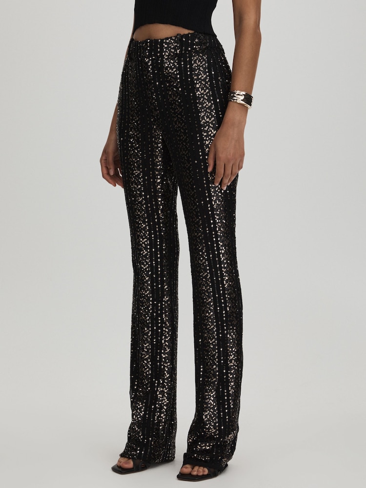 Halston Striped Sequin Trousers - Image 3 of 5