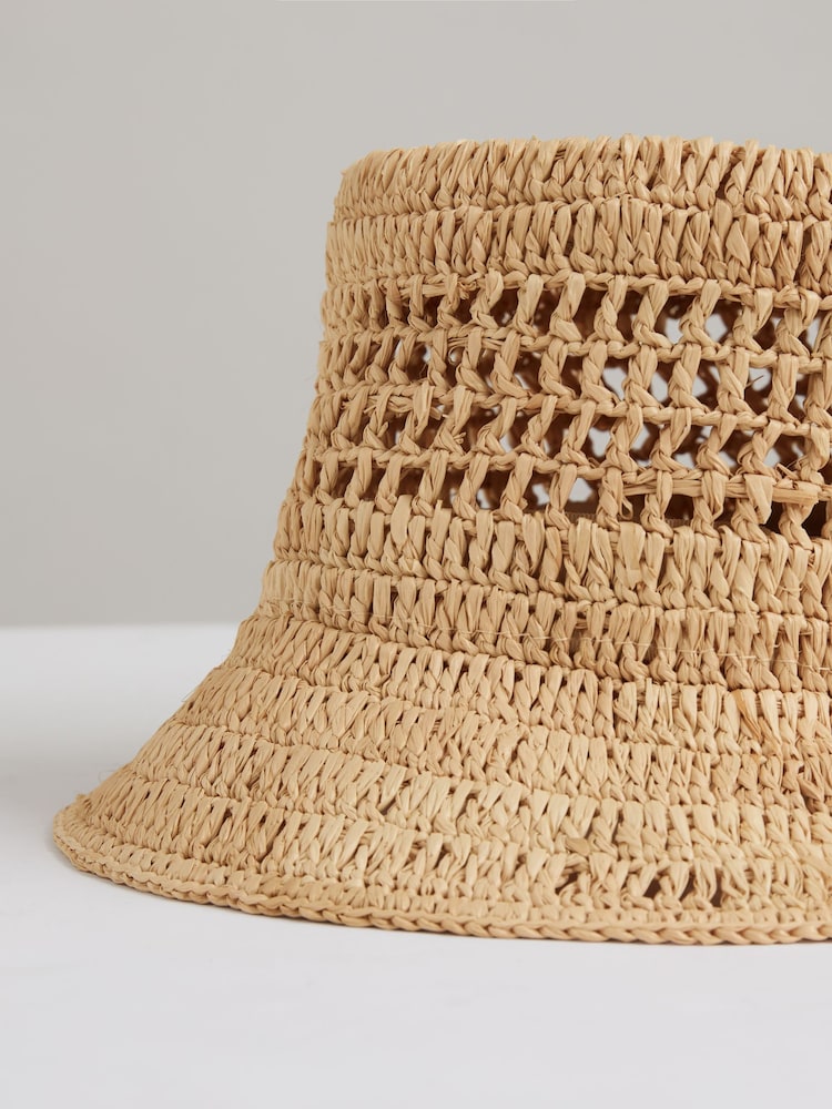 Reiss Natural Ramona Straw Bucket Hat - Image 4 of 4 Reiss Natural Ramona Straw Bucket Hat - Image 4 of 4