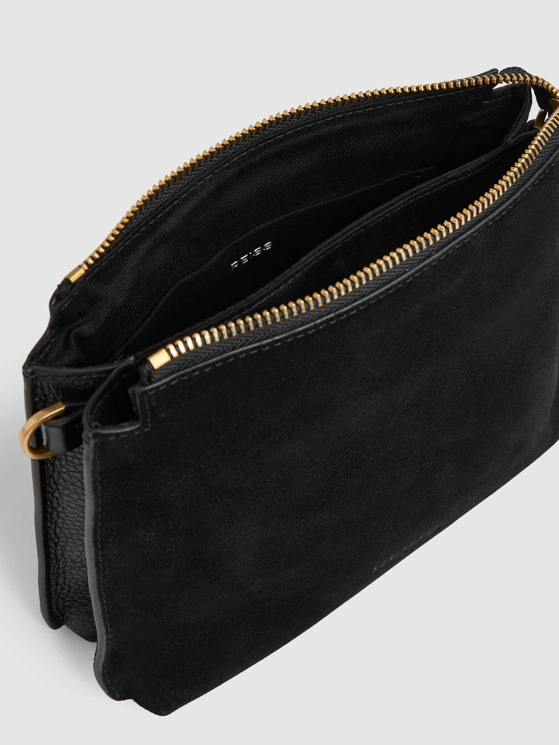 Buy Reiss Black Samara Leather And Suede Crossbody Bag from Next USA