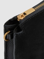 Reiss Black Samara Leather And Suede Crossbody Bag - Image 5 of 5