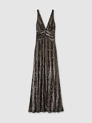 платье макси с глубоким вырезом Halston пайетки - Image 2 of 5