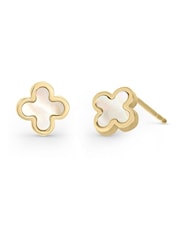 Beaverbrooks 9ct Yellow Gold Mother of Pearl Clover Stud Earrings - Image 2 of 5
