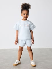 Baker by Ted Baker Blue Frill Sleeve Top and Cargo Shorts Set - Image 1 of 13
