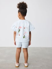 Baker by Ted Baker Blue Frill Sleeve Top and Cargo Shorts Set - Image 2 of 13