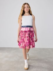 Baker by Ted Baker Pink 3D Mesh Tiered Cross Back Mockable Dress - Image 1 of 10