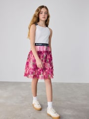 Baker by Ted Baker Pink 3D Mesh Tiered Cross Back Mockable Dress - Image 2 of 10