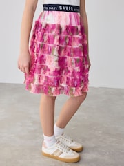 Baker by Ted Baker Pink 3D Mesh Tiered Cross Back Mockable Dress - Image 3 of 10