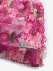 Baker by Ted Baker Pink 3D Mesh Tiered Cross Back Mockable Dress - Image 8 of 10