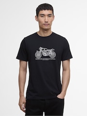 Barbour® International Black Venture Bike Graphic T-Shirt - Image 1 of 5