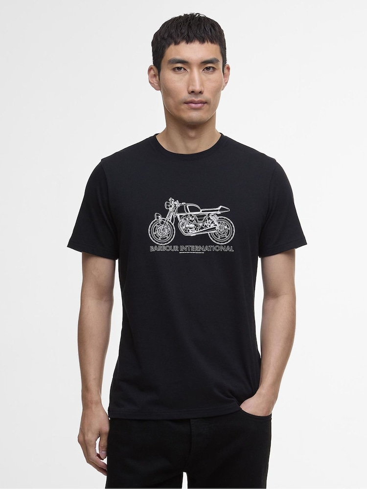 Barbour® International Black Venture Bike Graphic T-Shirt - Image 1 of 5