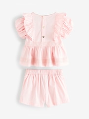 Baker by Ted Baker Pink Woven Frill Peplum 100% Cotton Top and Shorts Set - Image 10 of 12