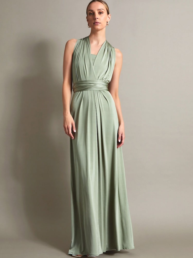 Monsoon Bottle Green Thea Multiway Bridesmaid Dress - Image 1 of 5