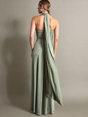 Monsoon Bottle Green Thea Multiway Bridesmaid Dress - Image 3 of 5