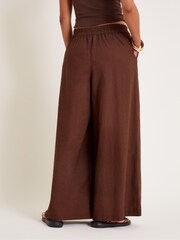 Monsoon Brown Yara Plain Wide Leg Trousers - Image 3 of 6