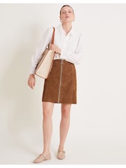 Monsoon Natural Sienna Suede Zip Skirt - Image 1 of 6