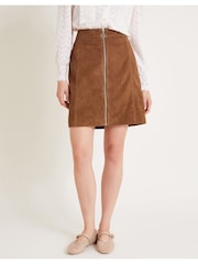 Monsoon Natural Sienna Suede Zip Skirt - Image 2 of 6