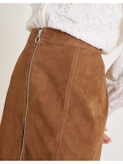 Monsoon Natural Sienna Suede Zip Skirt - Image 4 of 6