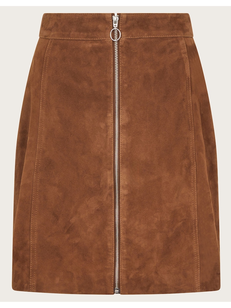 Monsoon Natural Sienna Suede Zip Skirt - Image 6 of 6