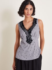 Monsoon Silver Clea Lacy Spot Cami Top - Image 1 of 5