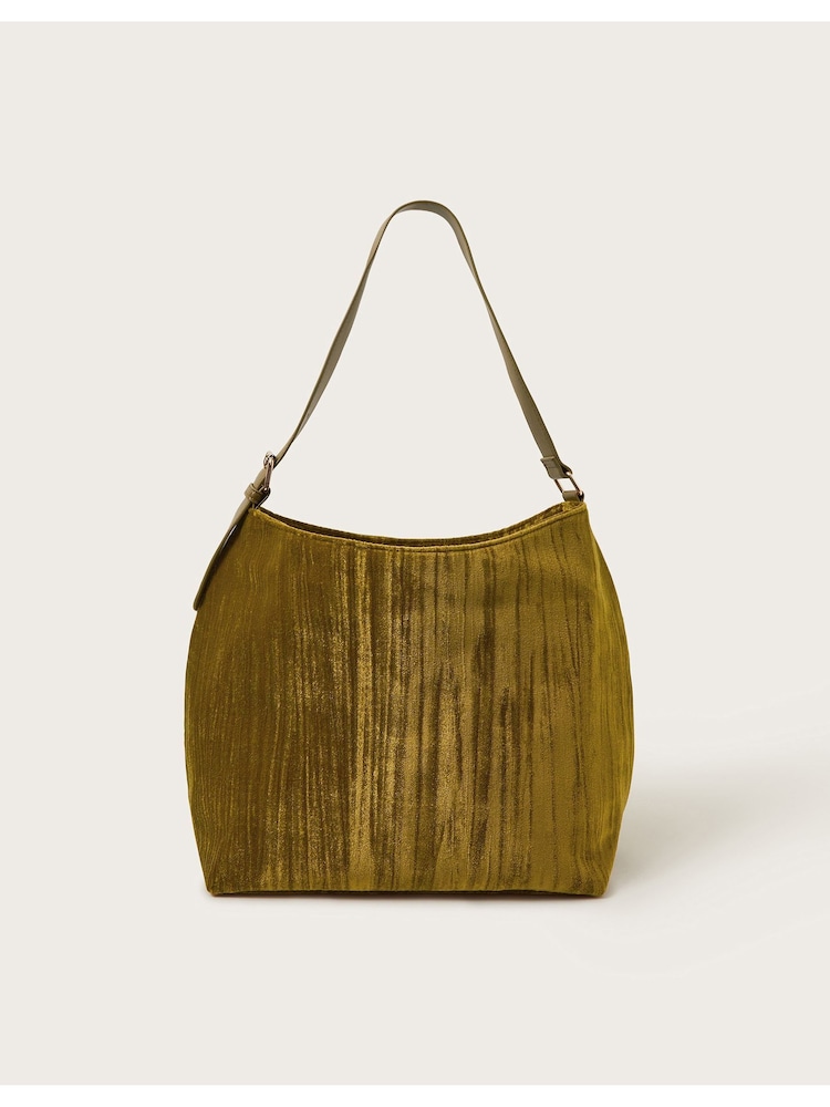 Monsoon Green Erin Velvet Hobo Bag - Image 1 of 3