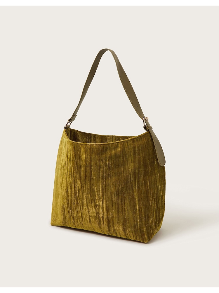 Monsoon Green Erin Velvet Hobo Bag - Image 2 of 3