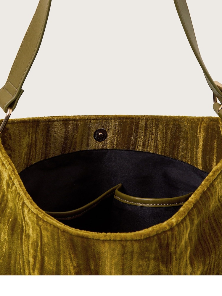 Monsoon Green Erin Velvet Hobo Bag - Image 3 of 3
