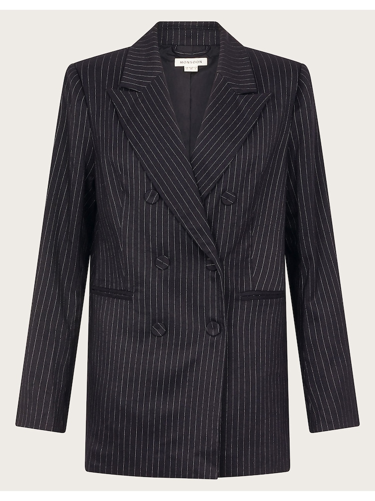 Monsoon Blue Paige Pinstripe Blazer - Image 8 of 8
